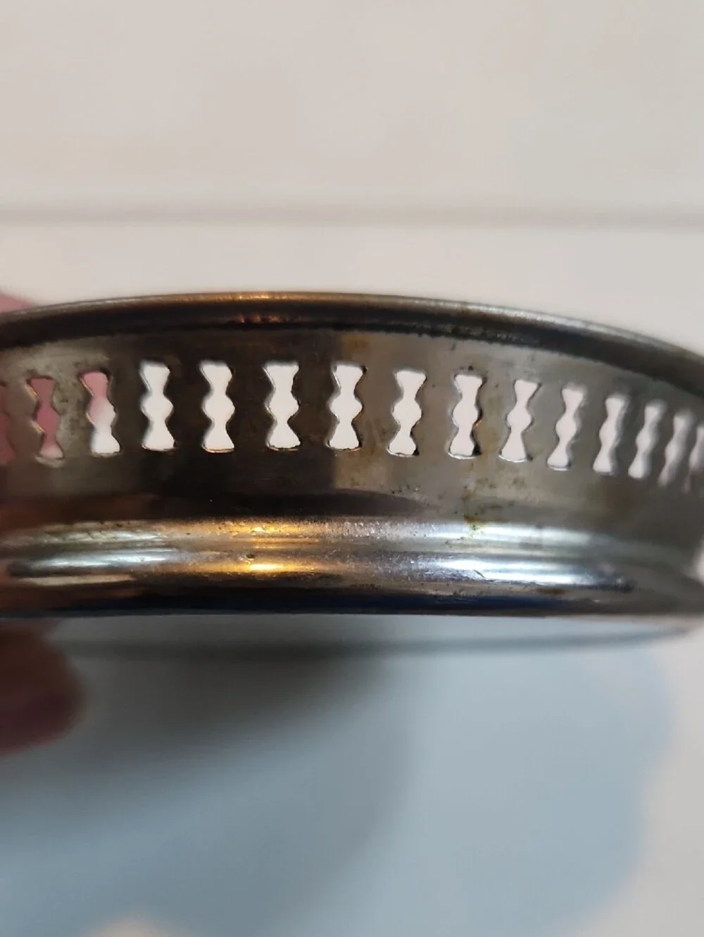 Vintage Small Ceramic Metal Dish Coaster Tray  3.5'